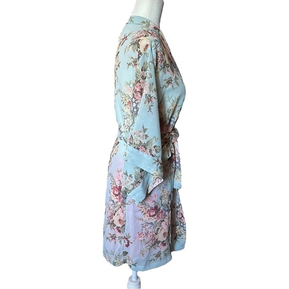 Y2K Vintage Victoria’s Secret Blue Coquette Floral Mesh Robe Size Small - Picture 9 of 12